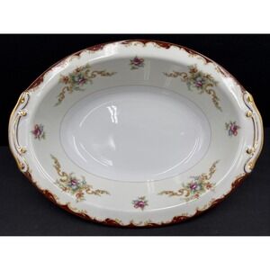 Vtg‎ Harmony House Japan Floral Gold Trim Oval Serving Platter Bowl
